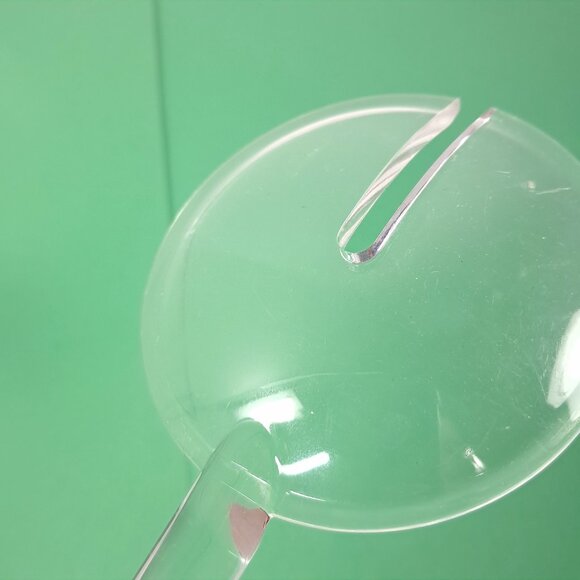 Lucite Acrylic Salad Serving Fork & Spoon Set clear Acrylic Modern Utensils MCM - Picture 4 of 12